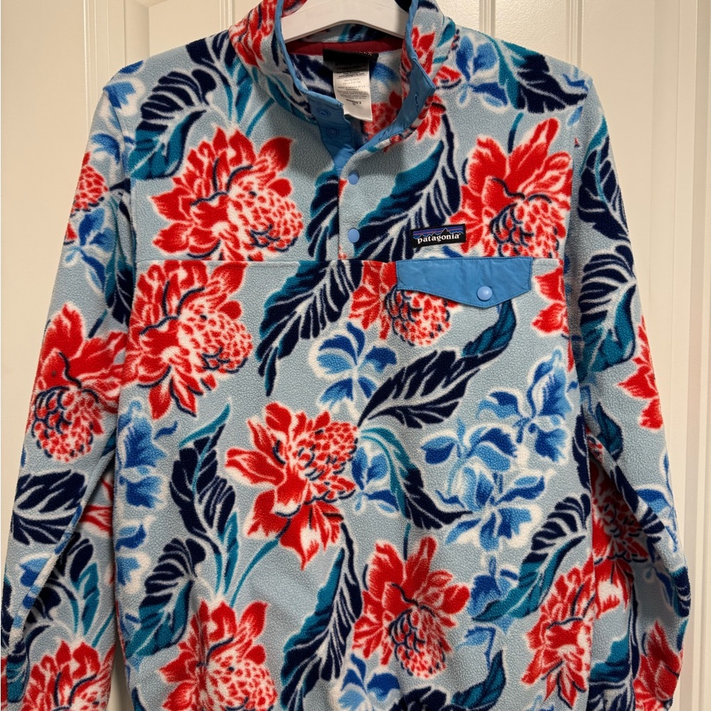 PATAGONIA SYNCHILLA Women's M Blue
Floral Hawaiian Manoa Fleece 1/4 Snap